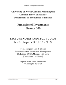 Principles of Investments Finance 330