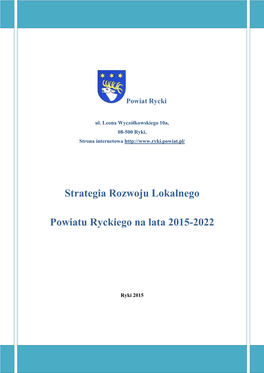 Strategia Rozwoju Lokalnego Powiatu Ryckiego Na Lata 2015-2022