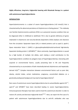 Highly Efficacious, Long-Term, Triglyceride Lowering with Rituximab Therapy in a Patient with Autoimmune Hypertriglyceridemia