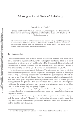 Muon G − 2 and Tests of Relativity