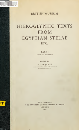 Hieroglyphic Texts from Egyptian Stelae