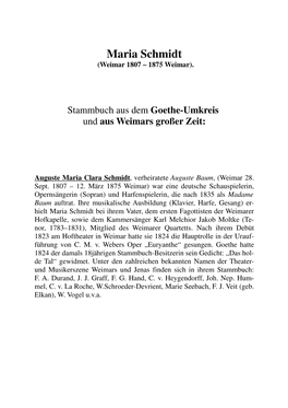 INSKRIBENTEN-LISTE -- Stammbuch M.Schmidt--Weimar