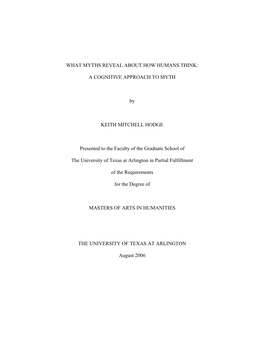 What Myths Reveal About How Humans Think: a Cognitive