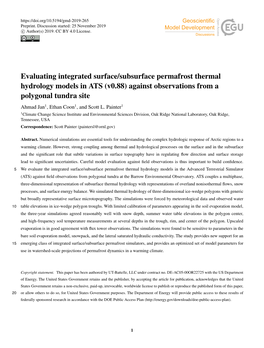 Evaluating Integrated Surface/Subsurface Permafrost