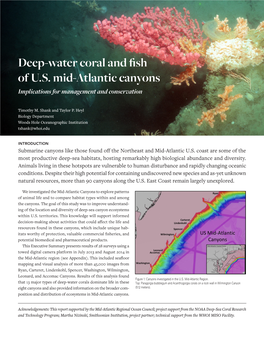 Deep-Water Coral and Fish of U.S. Mid-Atlantic Canyons Implications for Management and Conservation