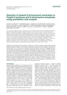 Detection of Skewed X-Chromosome Inactivation in Fragile X Syndrome and X Chromosome Aneuploidy Using Quantitative Melt Analysis