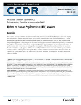 Update on Human Papillomavirus (HPV) Vaccines