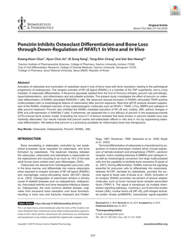 Poncirin Inhibits Osteoclast Differentiation and Bone Loss Through Down-Regulation of Nfatc1 in Vitro and in Vivo