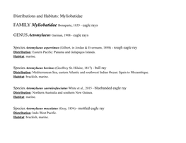 Distributions and Habitats: Myliobatidae