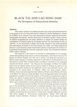 BLACK T AI and LAO SONG DAM the Divergence of Ethnocultural Identities