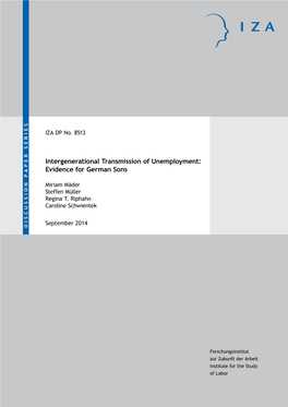 Intergenerational Transmission of Unemployment: Evidence for German Sons