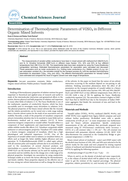 Determination of Thermodynamic Parameters of VOSO4 in Different