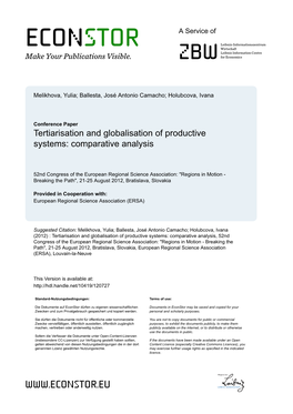 Tertiarisation and Globalisation of Productive Systems: Comparative Analysis