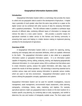 1 Geographical Information Systems (GIS)