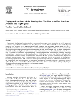 Phylogenetic Analyses of the Dinoflagellate Noctiluca Scintillans