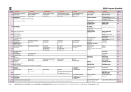 2014 Program Schedule