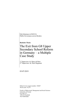 The Exit from G8 Upper Secondary School Reform in Germany – a Multiple Case Study