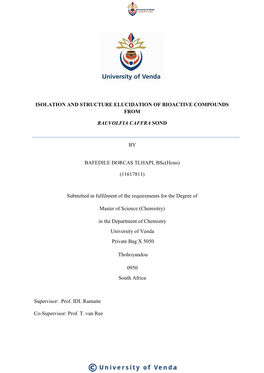 Isolation and Structure Elucidation of Bioactive Compounds From