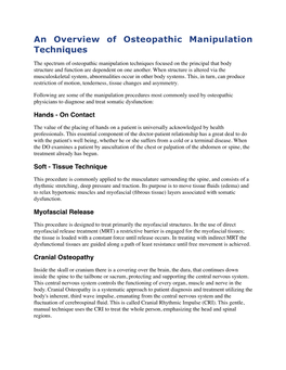 An Overview of Osteopathic Manipulation Techniques