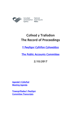 Cofnod Y Trafodion the Record of Proceedings