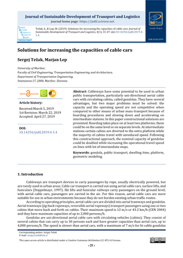 Solutions for Increasing the Capacities of Cable Cars