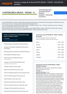 Horario Y Mapa De La Ruta INTER URUCA