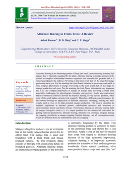 Alternate Bearing in Fruits Trees: a Review