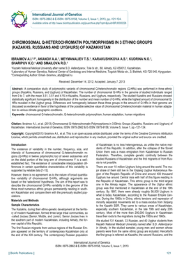 Chromosomal Q-Heterochromatin Polymorphisms in 3 Ethnic Groups (Kazakhs, Russians and Uyghurs) of Kazakhstan