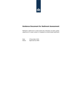 Guidance Document for Sediment Assessment