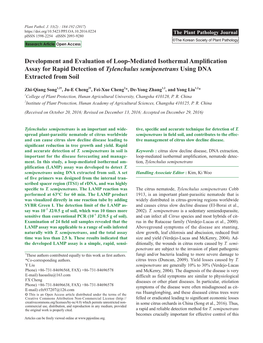 Development and Evaluation of Loop-Mediated Isothermal Amplification Assay for Rapid Detection of Tylenchulus Semipenetrans Using DNA Extracted from Soil