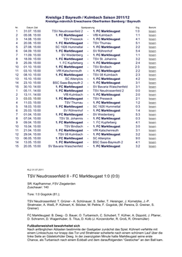 TSV Neudrossenfeld II - FC Marktleugast 1:0 (0:0)