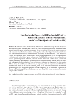 Selected Examples of Sosnowiec (Poland) and České Budějovice (Czech Republic)