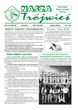 WÓJT GMINY INFORMUJE 26 Maja  Dzieñ Matki Wszystkim Naszym Drogim Mamom, Mamusiom L Przypomina Siê, ¿E Z Dniem 15 Maja 2005 R