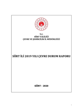 Siirt Ili 2019 Yili Çevre Durum Raporu