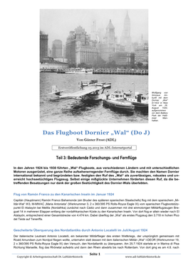 Das Flugboot Dornier „Wal“ (Do J) Von Günter Frost (ADL)