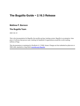 The Bugzilla Guide − 2.16.3 Release