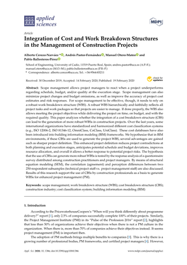 Integration of Cost and Work Breakdown Structures in the Management of Construction Projects