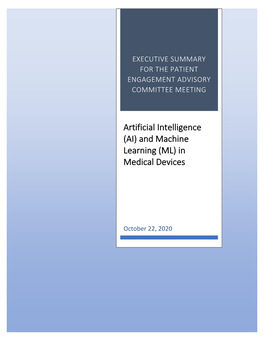 Executive Summary for the Patient Engagement Advisory Committee Meeting
