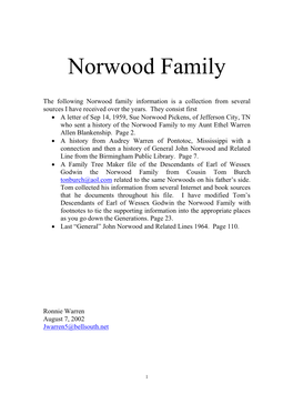 Norwood Family Information.Pdf