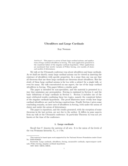 ULTRAFILTERS and LARGE CARDINALS 3 Even Be the ﬁrst Inaccessible Cardinal: Κ Is Inaccessible Both in V and in M