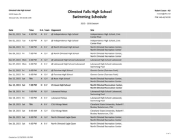 Olmsted Falls High School Swimming Schedule