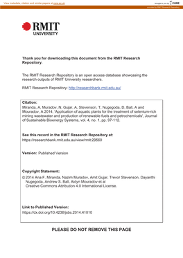 PLEASE DO NOT REMOVE THIS PAGE Journal of Sustainable Bioenergy Systems, 2014, 4, 97-112 Published Online March 2014 in Scires