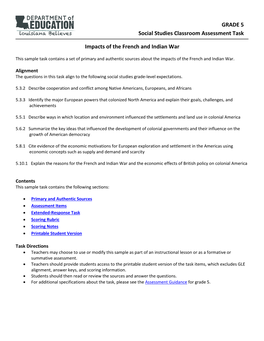 Social Studies Classroom Assessment Task