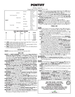 PONTIFF 2010 Bay - Height 16.1 Dosage Profile: 12-3-28-1-0; DI: 1.93; CD: +0.59 Northern Dancer PRIMARY