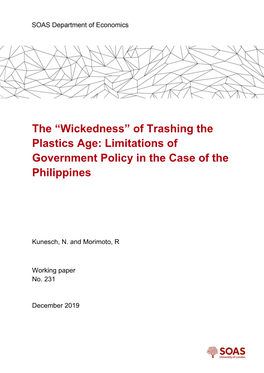 The “Wickedness” of Trashing the Plastics Age: Limitations of Government Policy in the Case of the Philippines