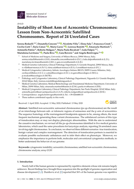 Instability of Short Arm of Acrocentric Chromosomes: Lesson from Non-Acrocentric Satellited Chromosomes