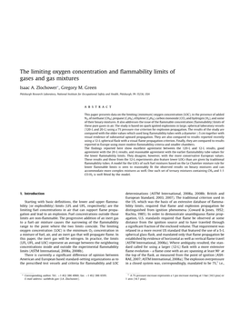 Limiting Oxygen Concentration and Flammability Limits Of