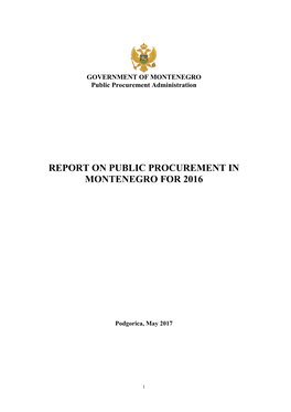 Report on Public Procurement in Montenegro for 2016