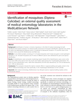 Identification of Mosquitoes (Diptera: Culicidae)