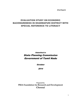 Evaluation Study on Economic Backwardness in Dharmapuri District with Special Reference to Literacy
